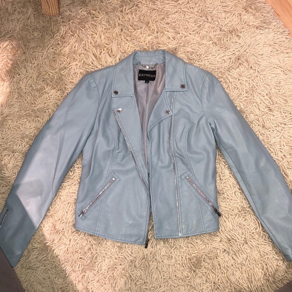 Baby blue express leather jacket